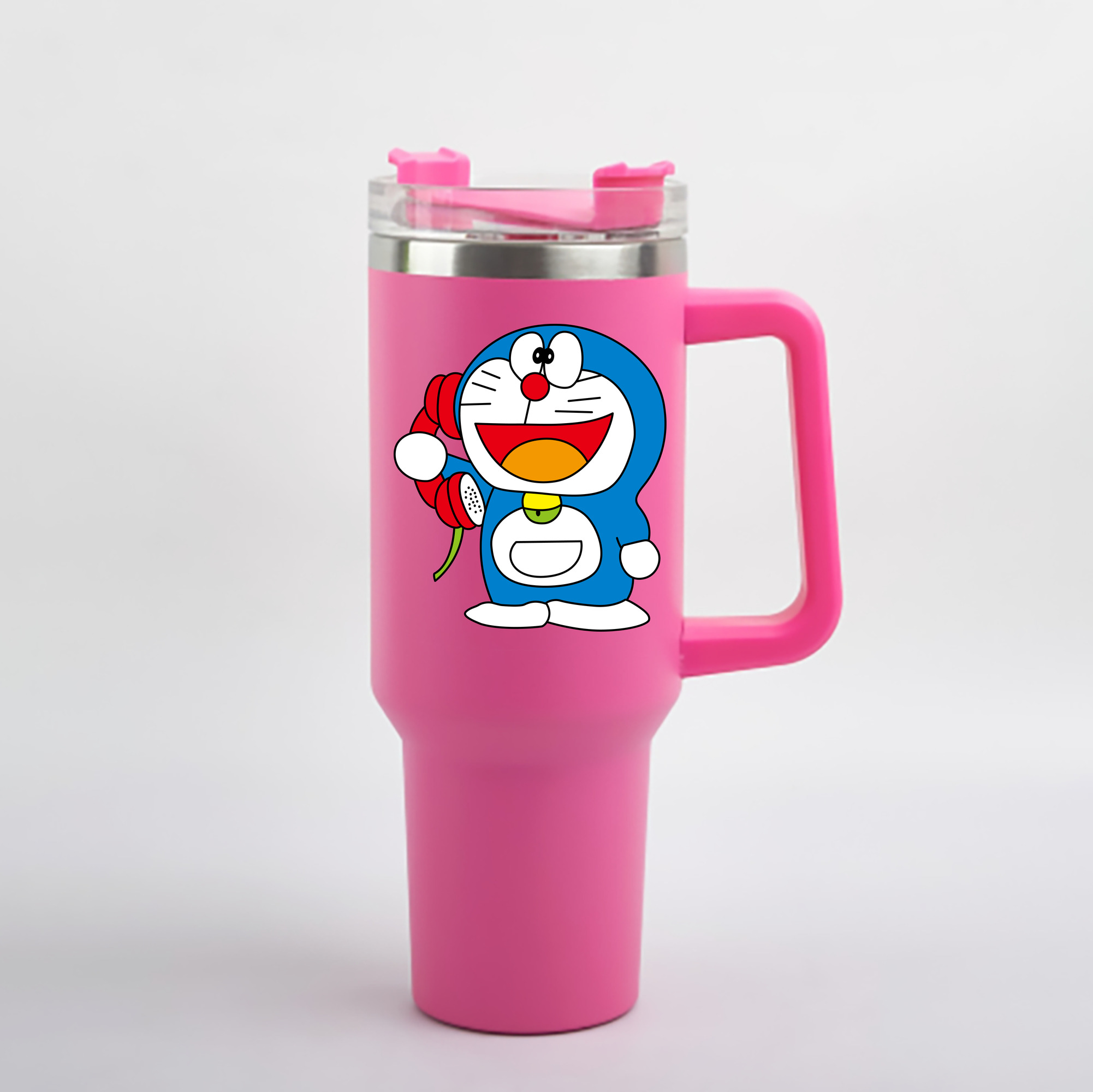 （画像用） ドラえもん Doraemon 1200mL車用タンブラー - クリスタルステッカー（プラスチックストロー付き）